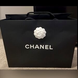 Chanel Large Black Shopping Bag with  camellia NEW
